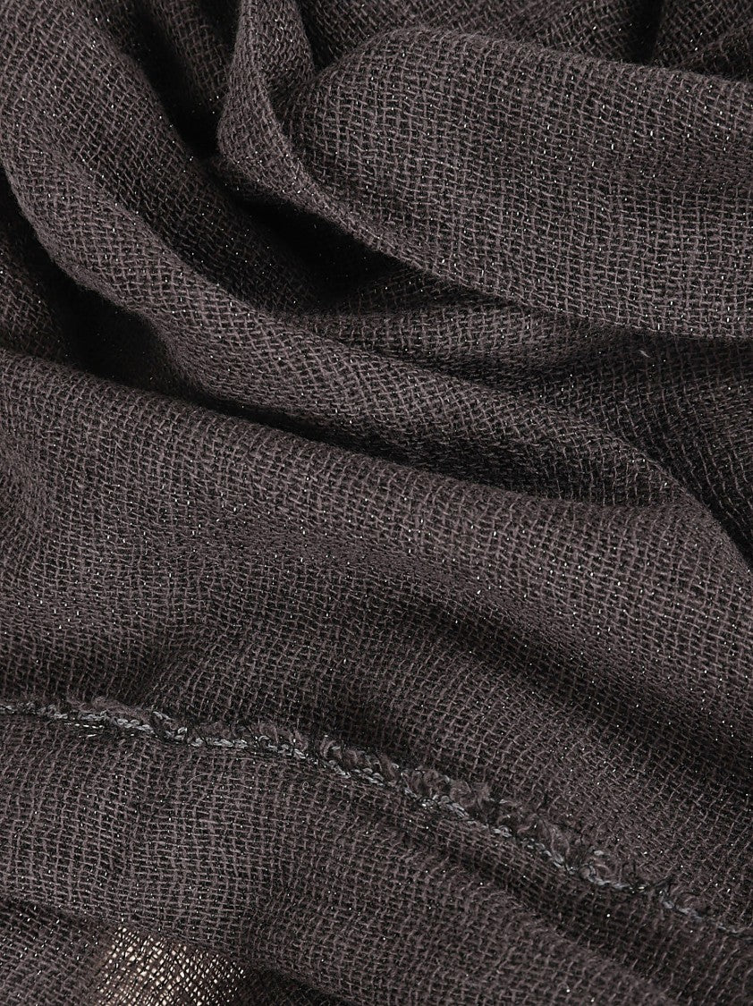 Fabiana Filippi Textured Black Scarf With Fringed Edge