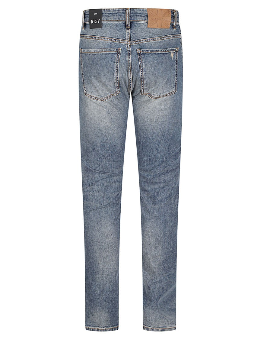 John Richmond Medium Blue Istrion Iggy Stretch Cotton Straight-Leg Jeans