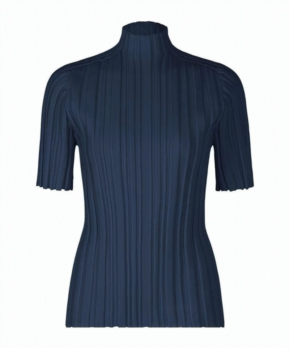 Pleats Please Vertically Pleated Short-Sleeved Top