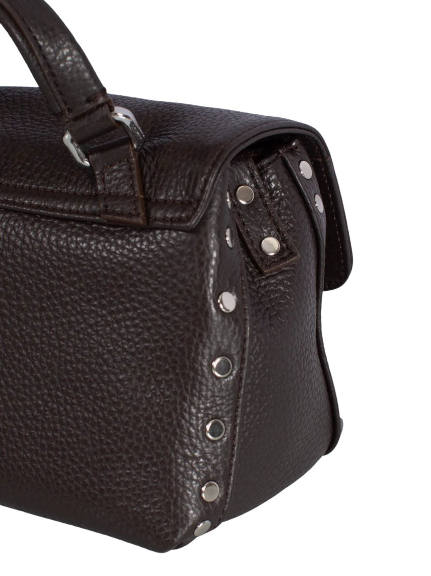 Zanellato Structured Handbag In Deep Brown Pebbled Leather