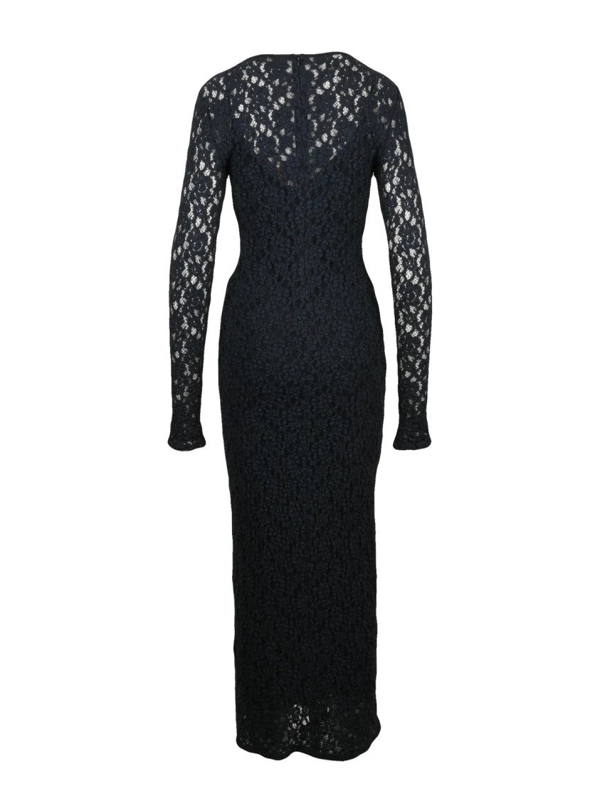 Max Mara Fitted Midi Dress In Stretch Bouclé With Sheer Sleeves