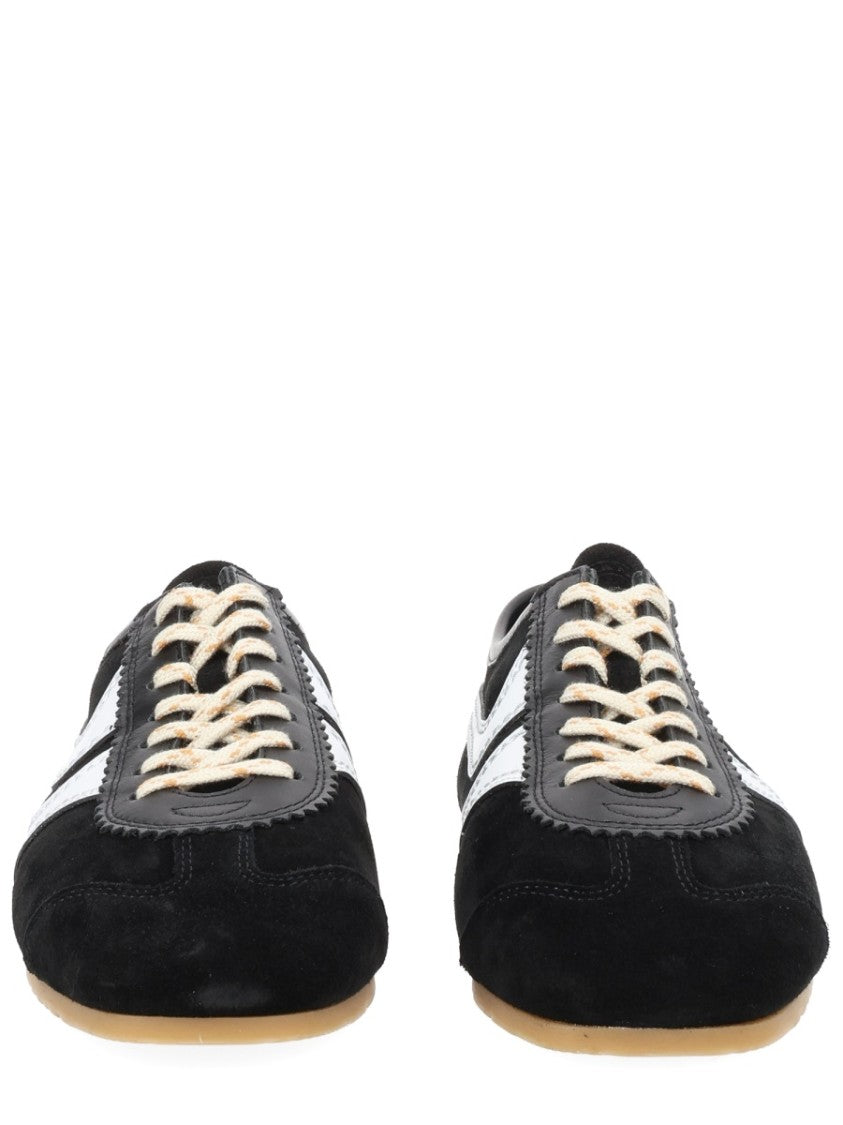 Dries Van Noten White Leather Striped Suede Sneakers