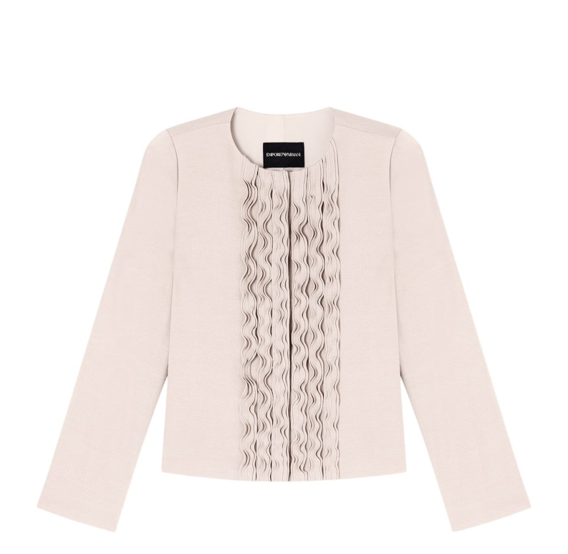 Emporio Armani Textured Weave Fabric Ruffled Fitted Jacket