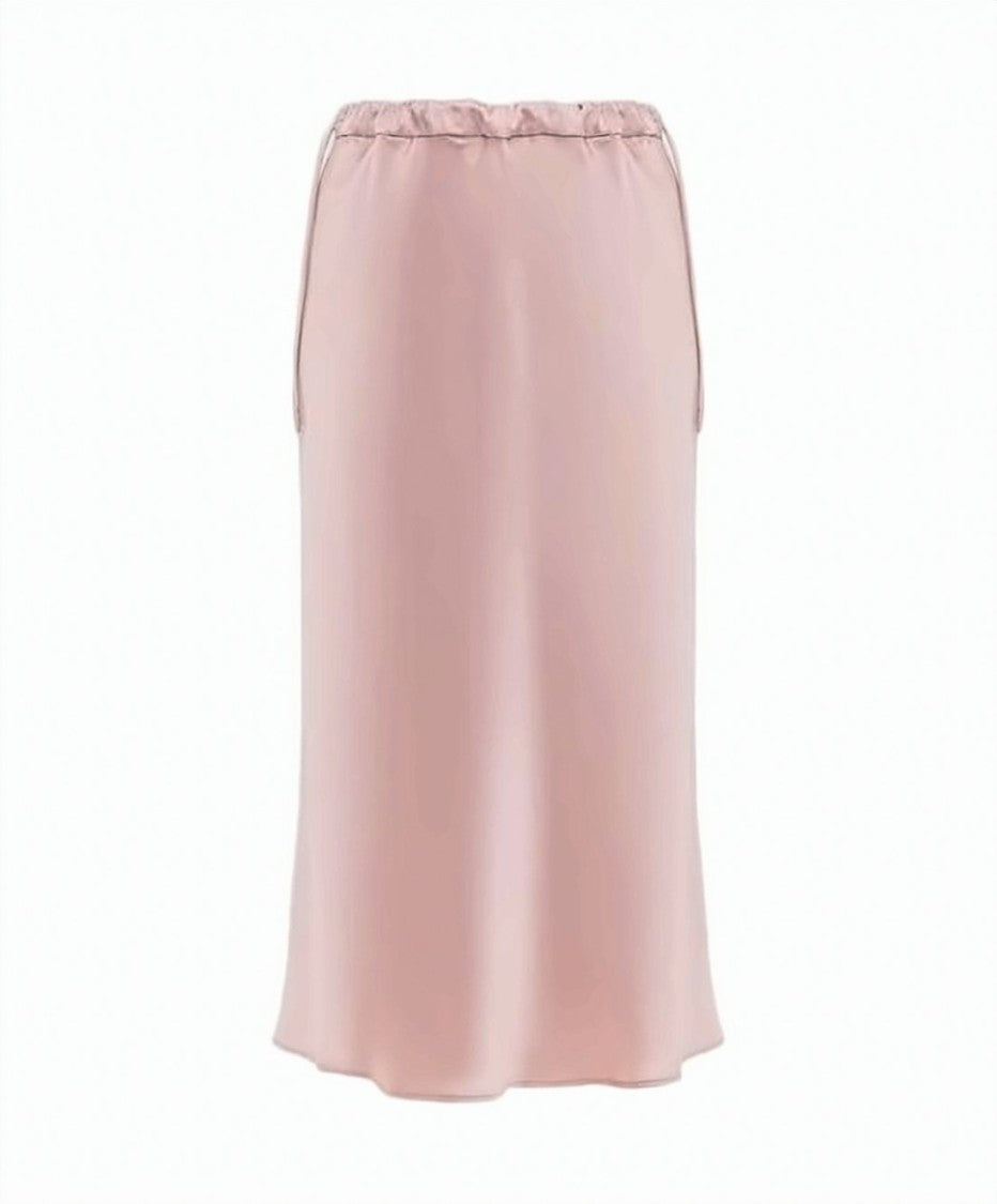 Max Mara Fluid Pink Midi Skirt With Drawstring Waistband