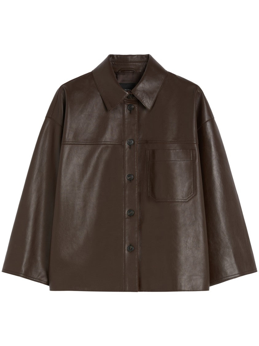 Max Mara Relaxed Fit Lamb Leather Jacket With Classic Collar