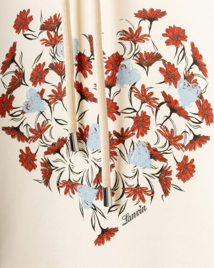 Lanvin Floral Heart Hoodie With Ribbed Detailing