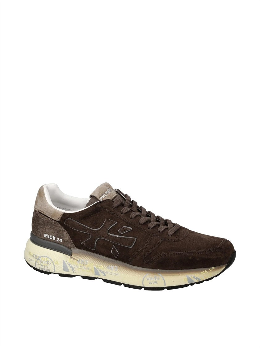 Premiata Dark Brown Low-Profile Suede Sneakers