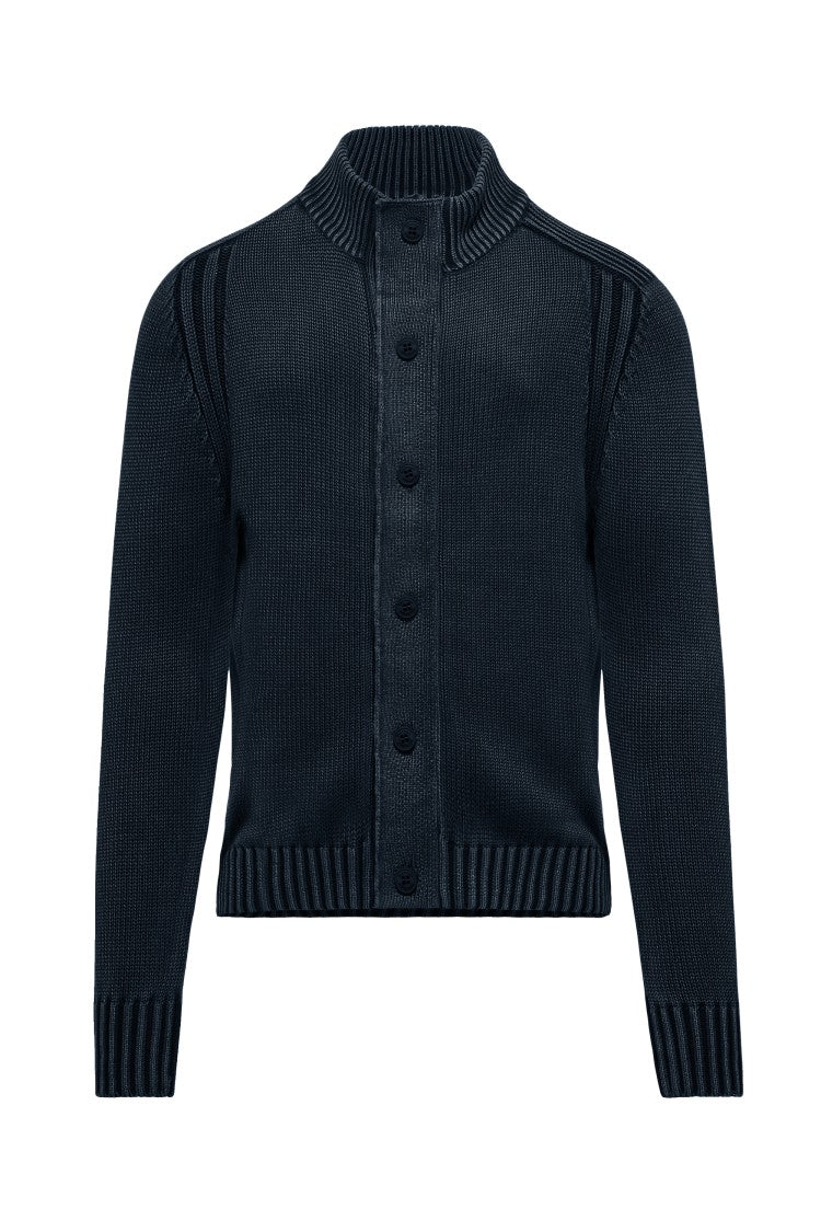 Bomboogie Long-Sleeved Black Cardigan Mock Neck Closure
