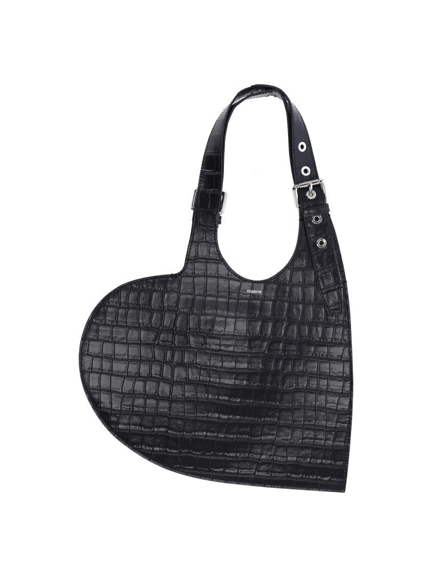 Coperni “Heart” Croc-Effect Bag – Black