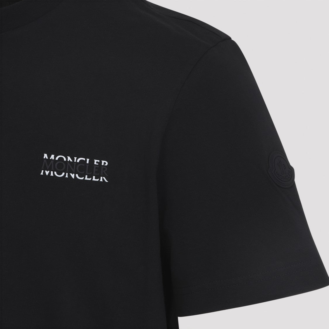 Moncler Black Cotton Jersey T-Shirt With Signature Logo
