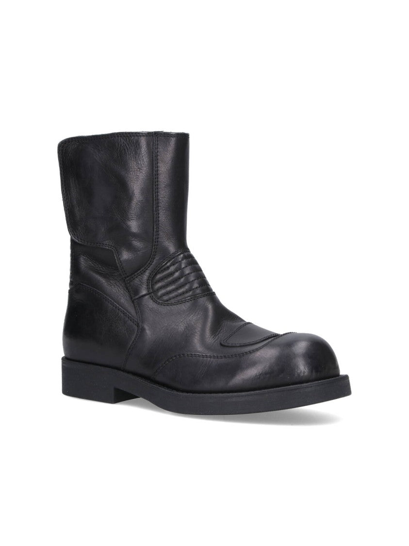 Mm6 By Maison Margiela Mid-Calf Black Leather Boots