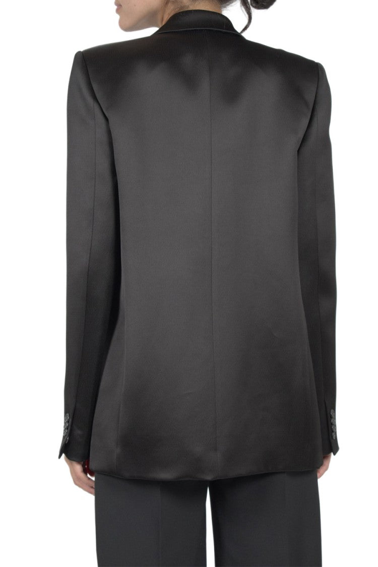 Khaite Black Satin-Finish Oversized Viscose Blazer
