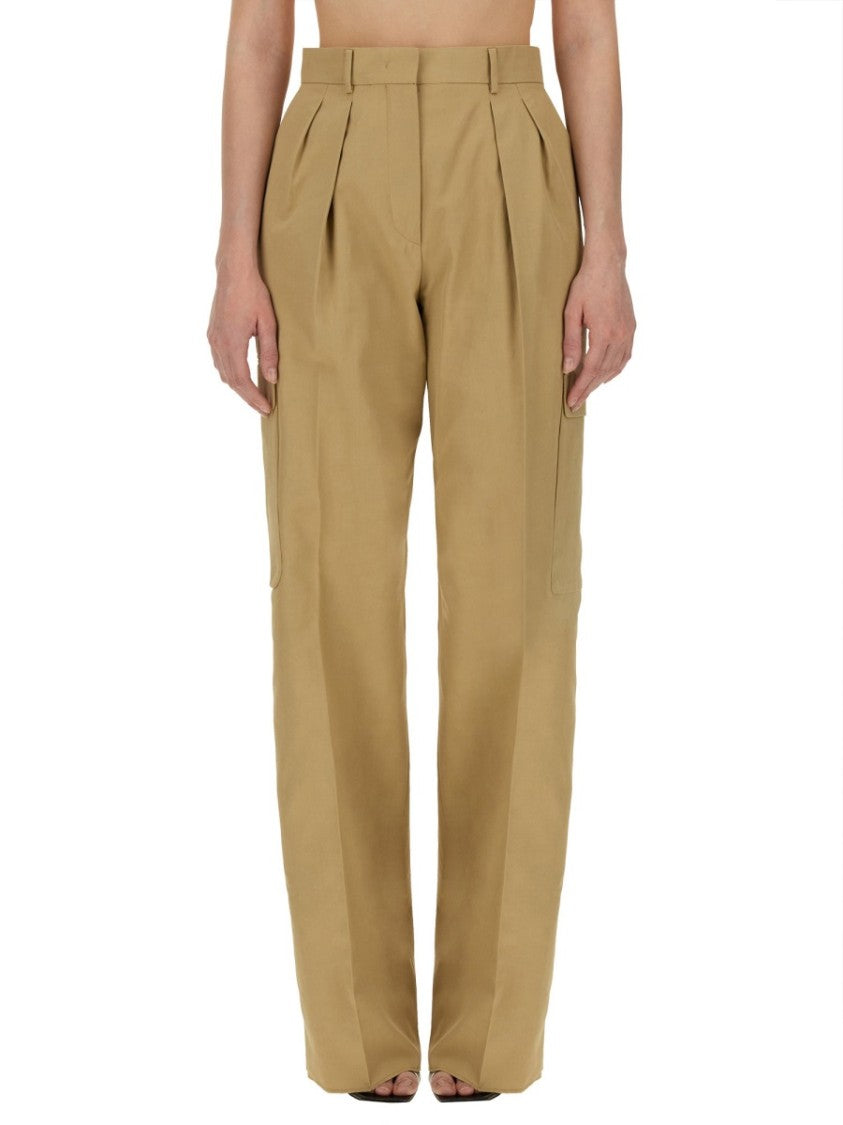 Sportmax High-Waisted Brown Straight-Leg Cargo Pants