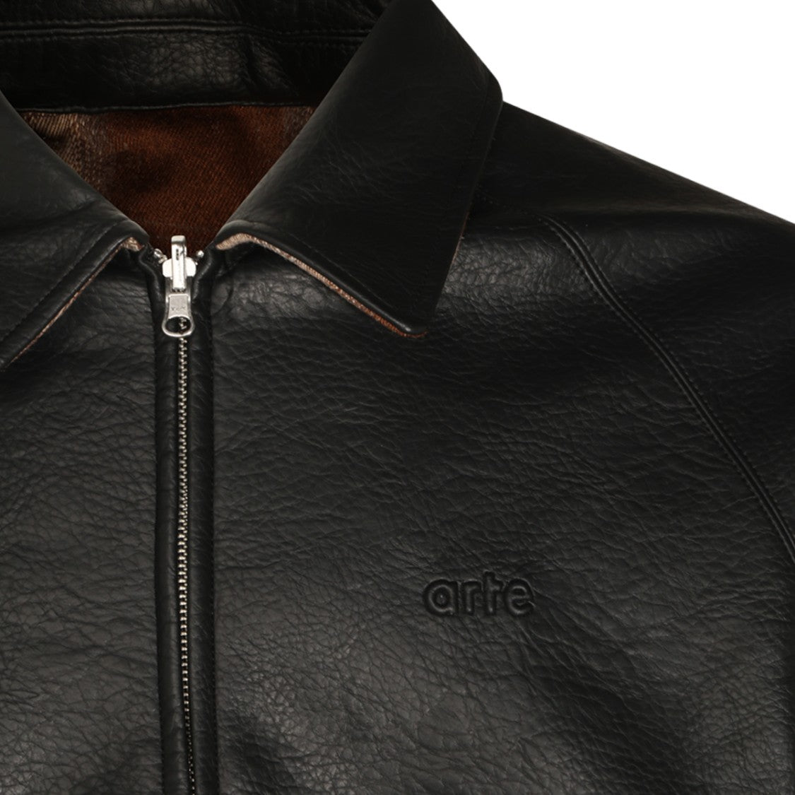 Arte Antwerp Minimalist Black Faux Leather Jacket With Classic Collar