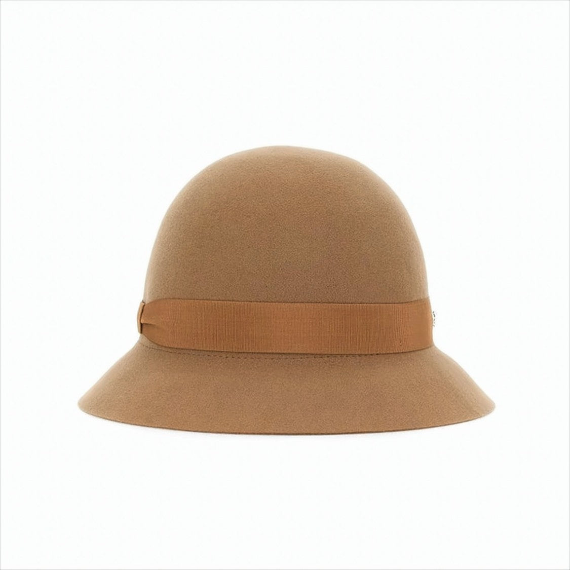 Helen Kaminski Camel Merino Wool Cloche Hat With Grosgrain Ribbon