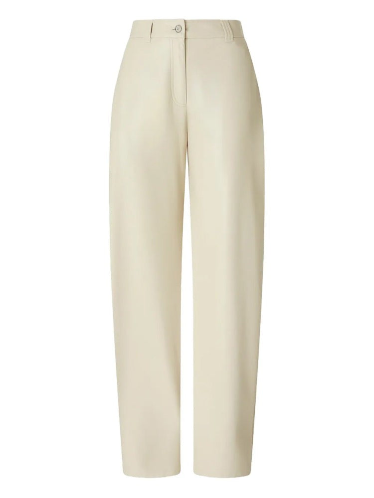 Pinko Beige High-Waisted Trousers With Flap Pockets And Structured Finish