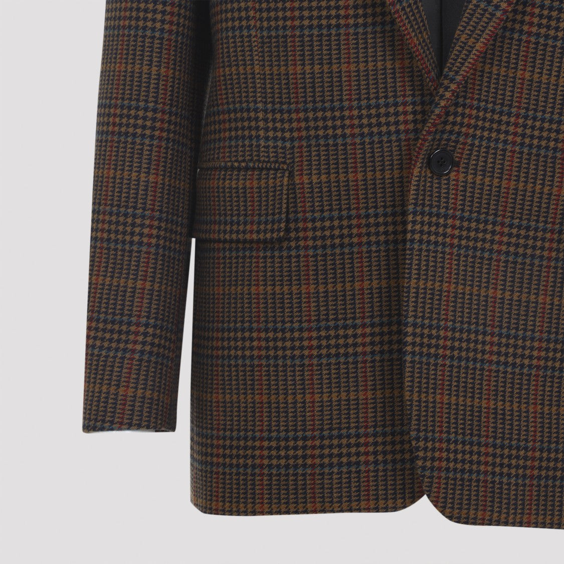 Saint Laurent Tailored Wool Blazer With Classic Checkered Pattern