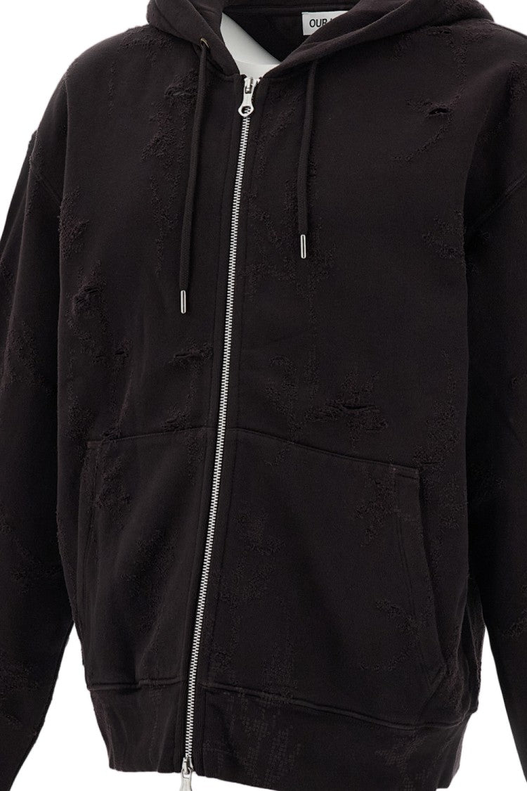 Our Legacy Washed Black Rascal Cropped Organic Cotton Hoodie