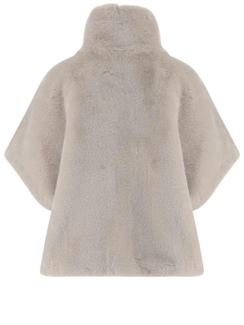 Pinko Plush Faux Fur Jacket With High Collar