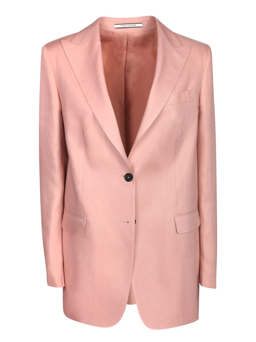 Tagliatore Single-Breasted Pink Jacket With Welt Pockets