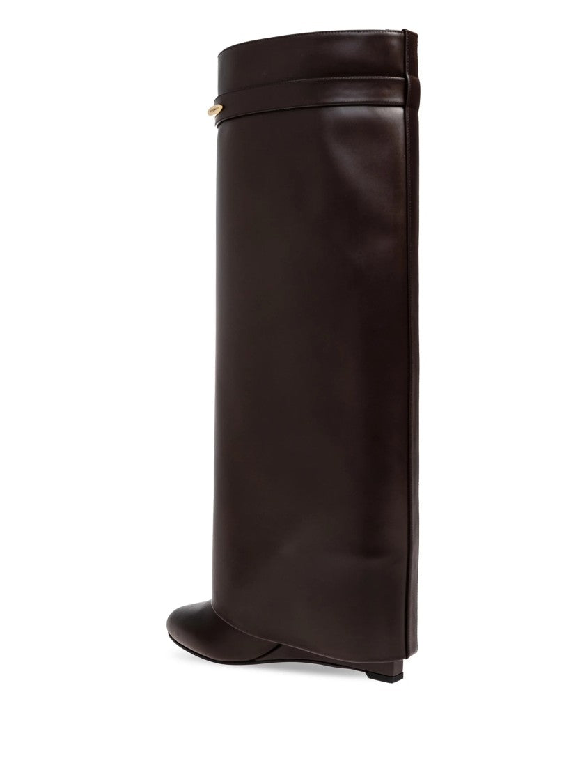 Givenchy Rich Brown Shark Pinch Calf Leather High Boots