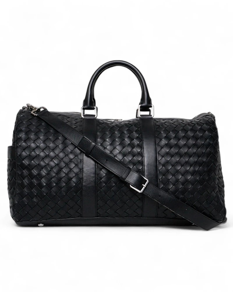 Bottega Veneta 50 Black Braided Duffle Bag