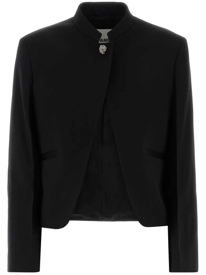 Jil Sander Black Cropped Stand Collar Jacket