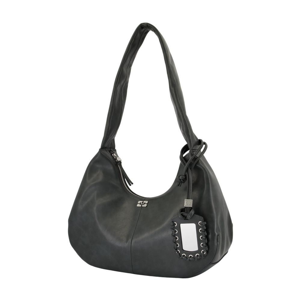 Ganni Bou Medium Shoulder Bag - Leather - Grey