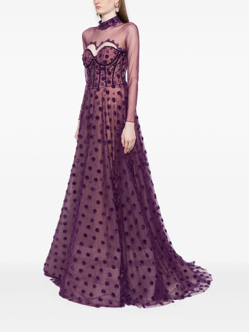 Saiid Kobeisy Beaded Tulle Dress With Polka Dots