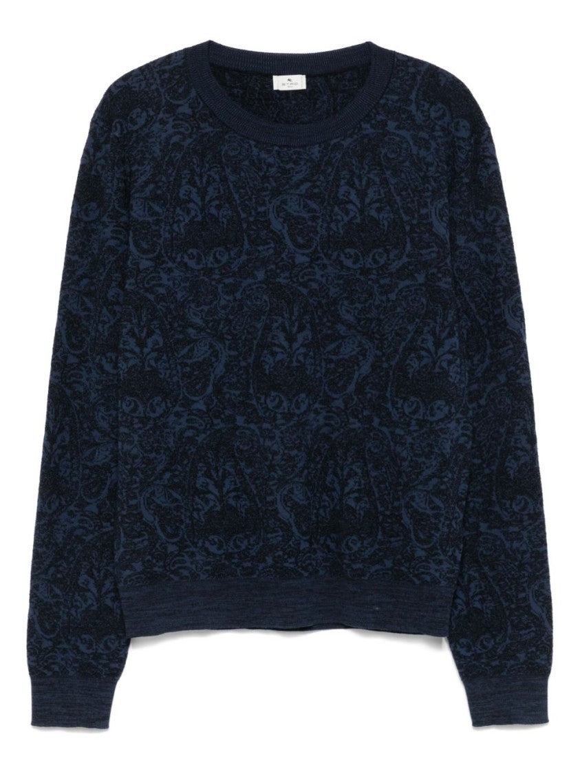 Etro Jacquard Pattern Blue Sweater