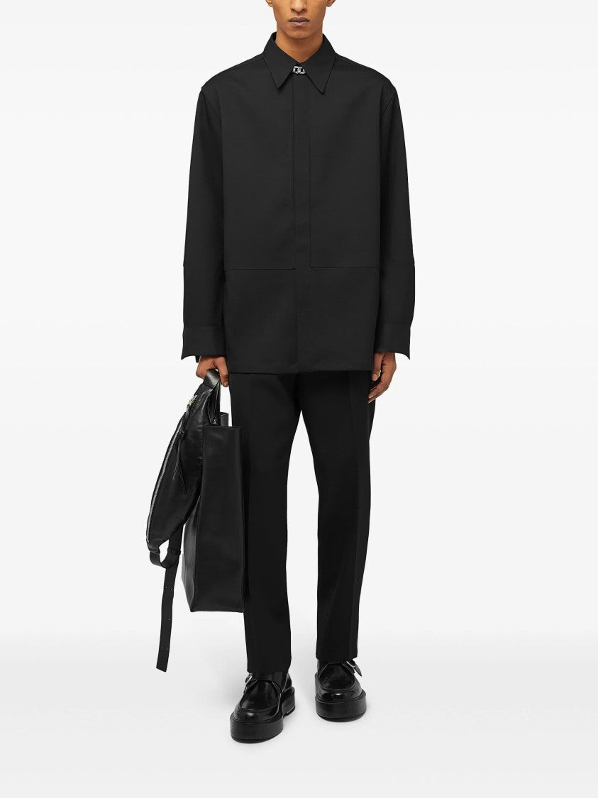 Jil Sander Black Tapered Wool Gabardine Trousers