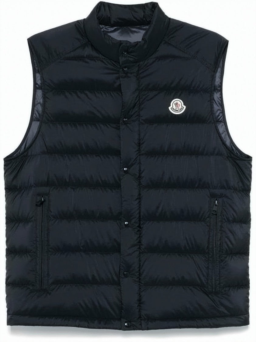 Moncler Quilted Black Vest With High Collar