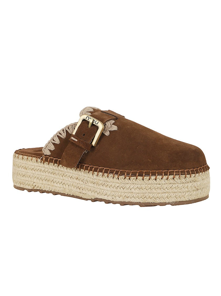 Mou Suede Jute Clog With Signature Crochet Detailing