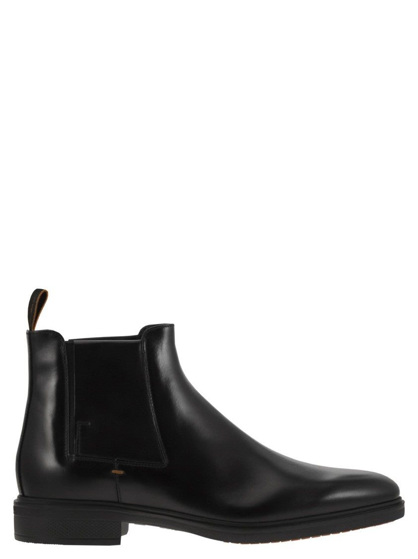 Santoni Ultra-Lightweight Black Leather Chelsea Boot