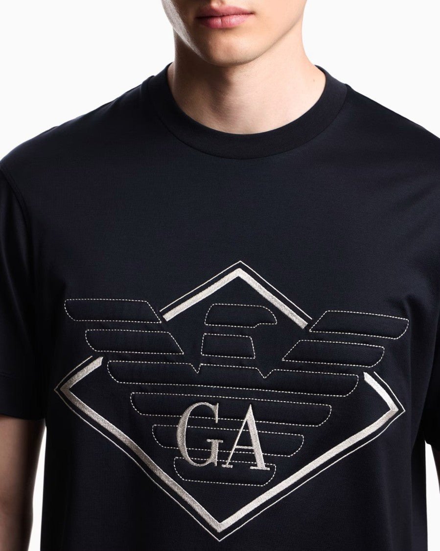 Emporio Armani Maxi-Relief Embroidered Crewneck T-Shirt
