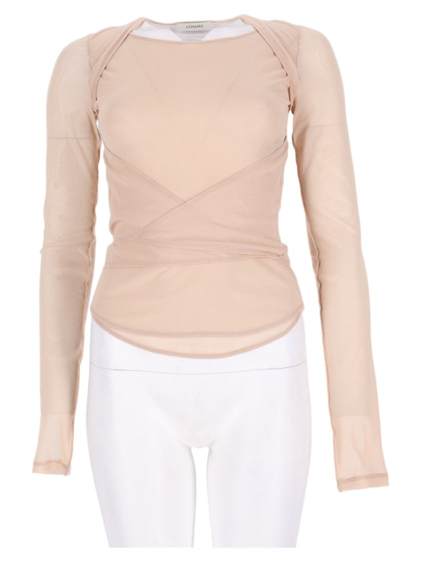 Lemaire Ivory Translucent Long-Sleeved Wrap Top