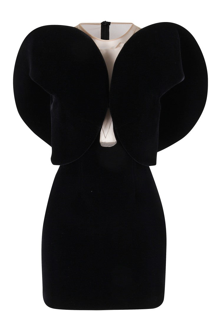 David Koma Black Velvet Mini Dress