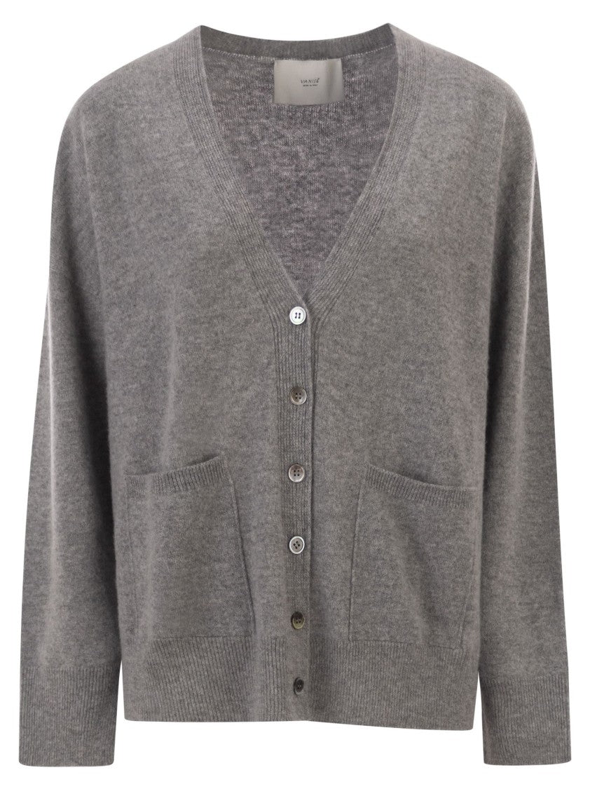 Vanisé V-Neck Cashmere Cardigan With Dropped Shoulders