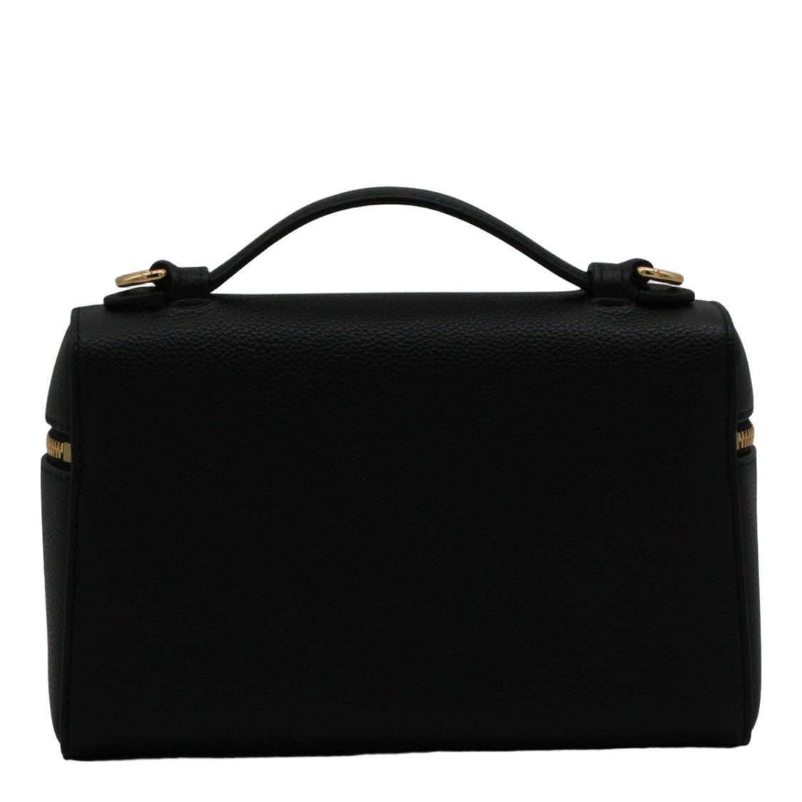 Tory Burch Structured Black Handbag With Gold-Tone Accents