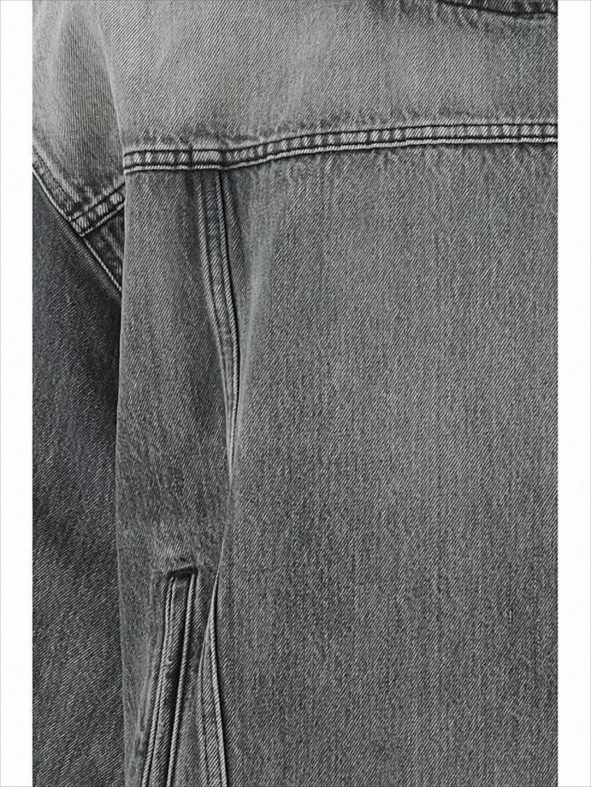 Balenciaga Boxy Grey Denim-Finish Hooded Sweatshirt
