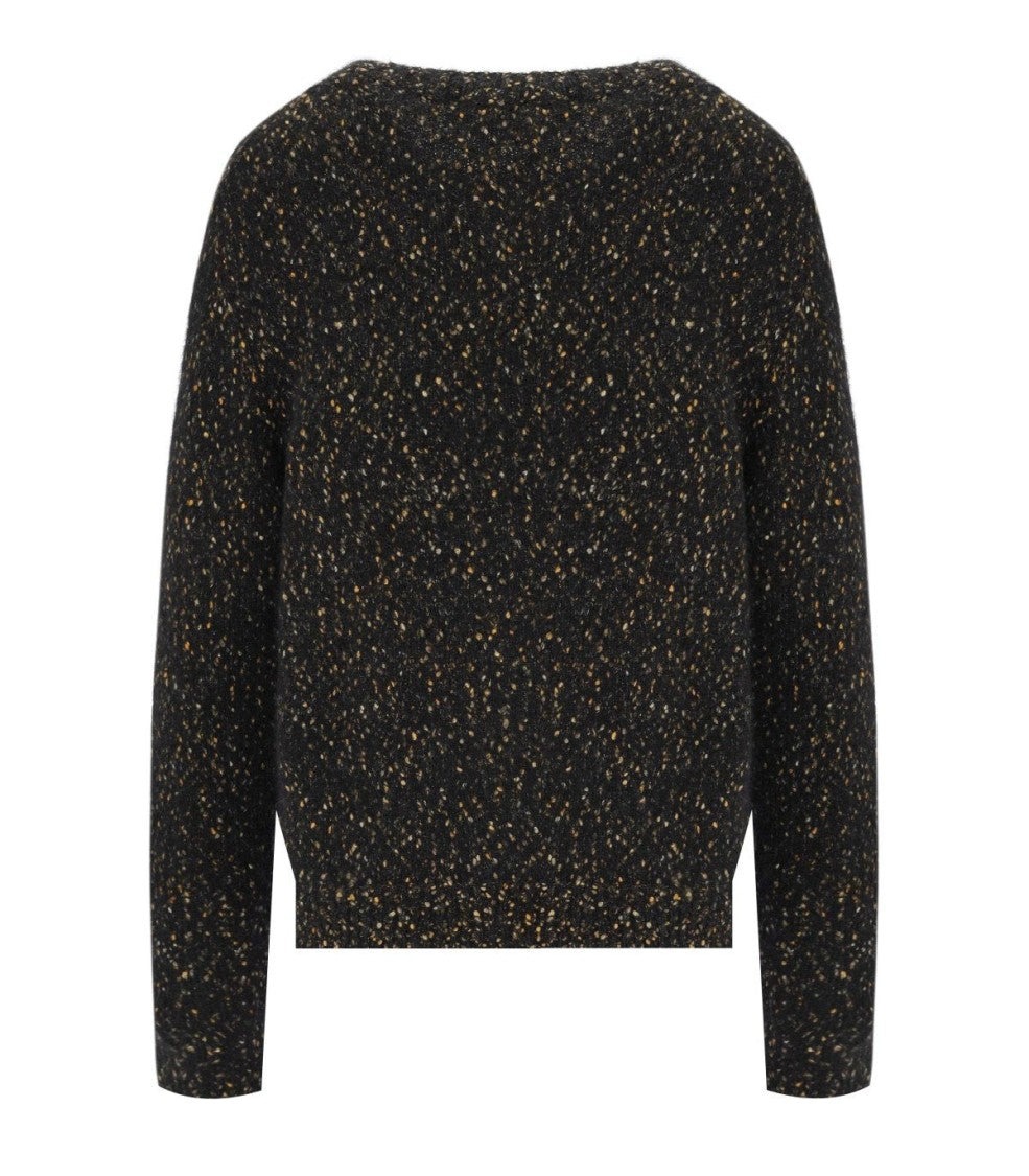 Ganni Melange Black Crewneck Jumper