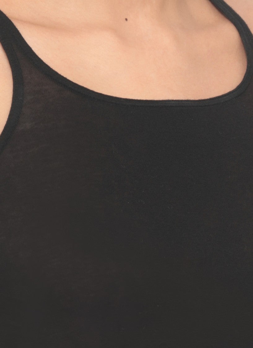 Drkshdw By Rick Owens Black Lace Detail Cotton Tank Top