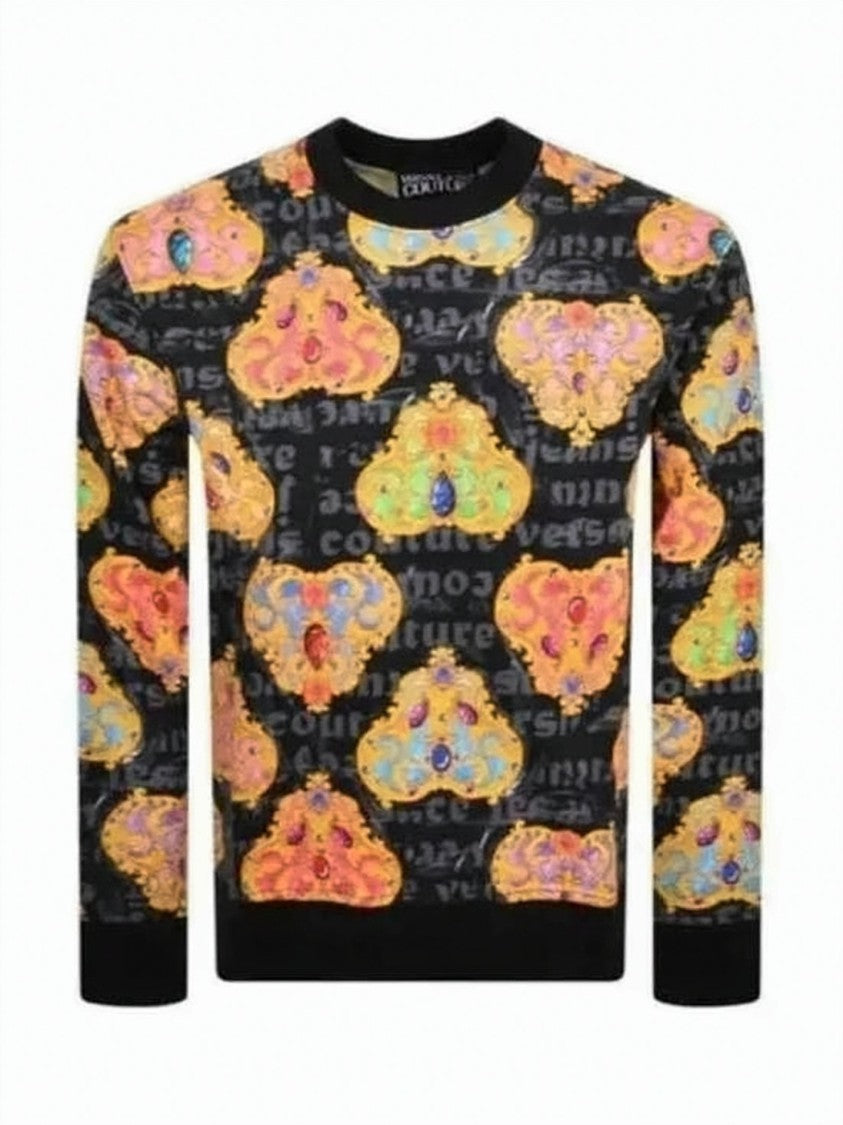 Versace Graphic Long-Sleeve Tee With Patterns
