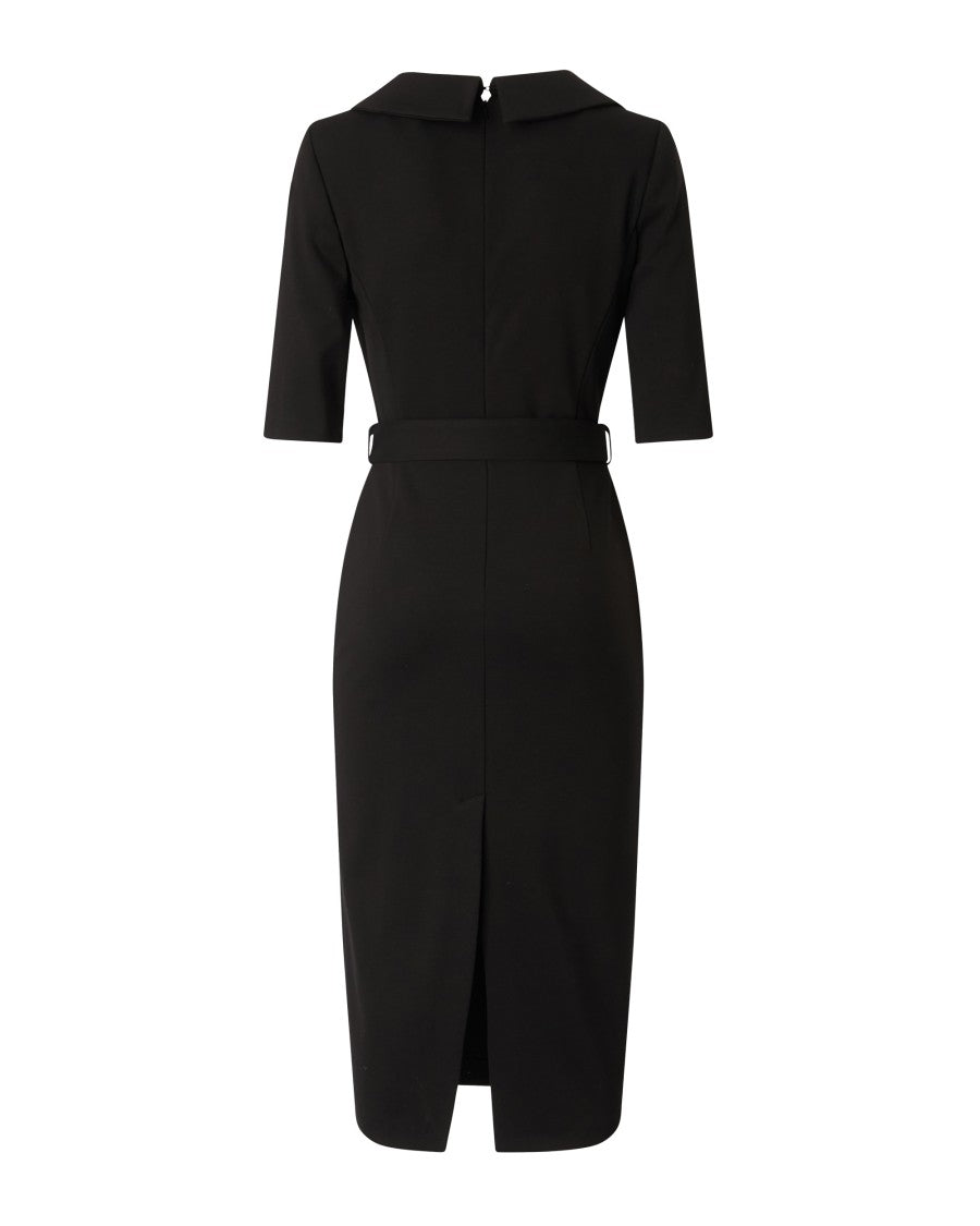 Pinko Fitted Midi Dress With V-Neckline And Logo Belt