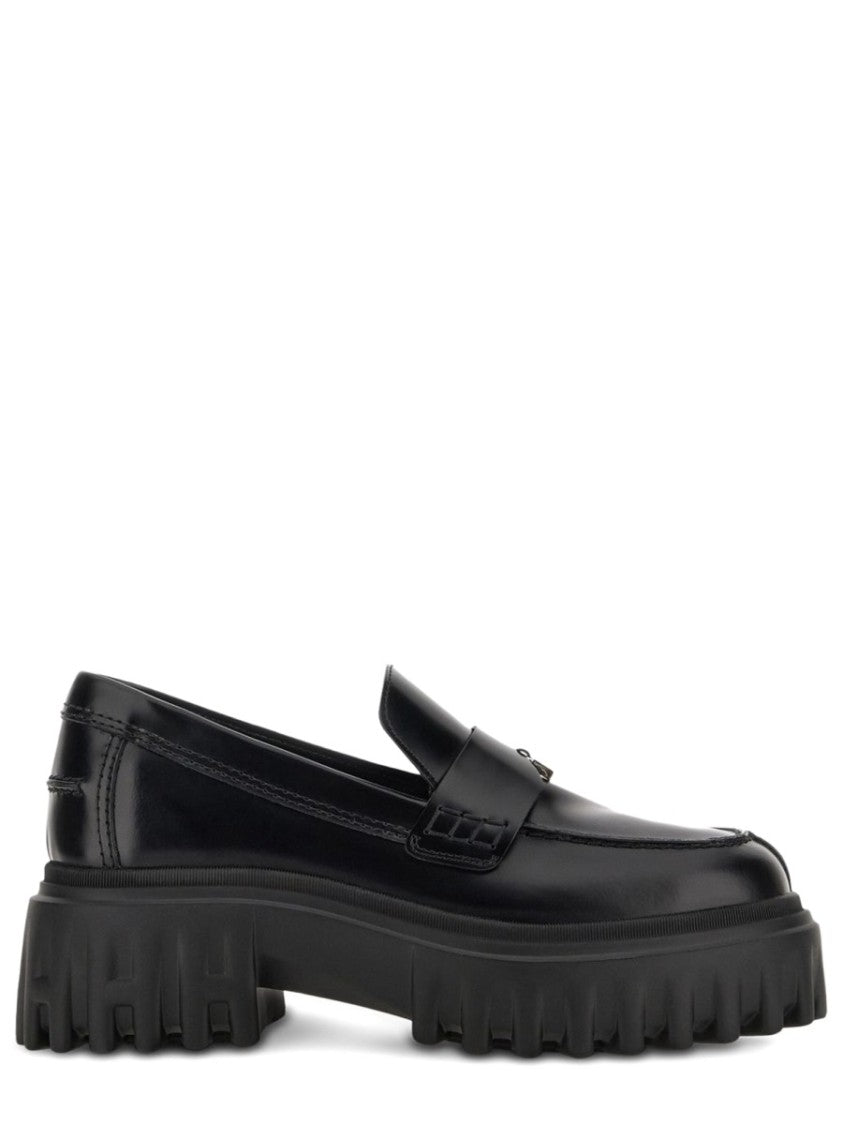 Hogan Black Penny Strap Calfskin Loafers