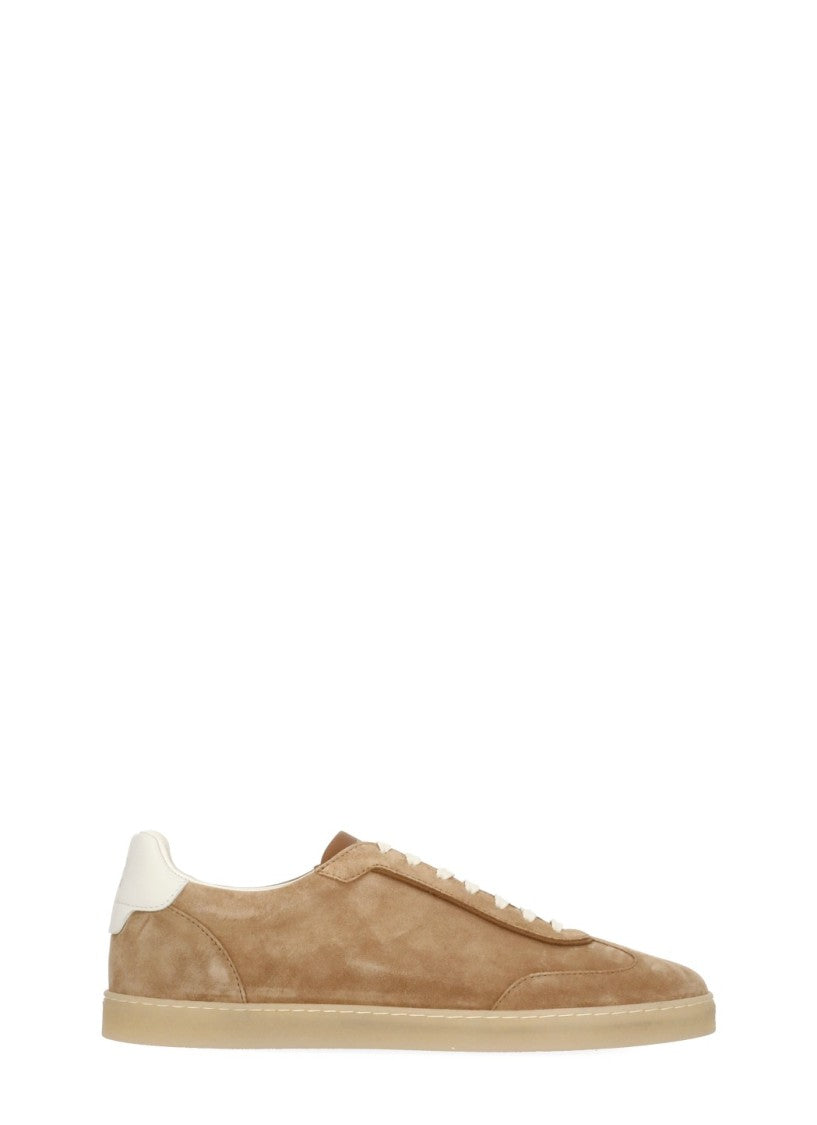 Brunello Cucinelli Beige Diamond Brass Suede Sneakers