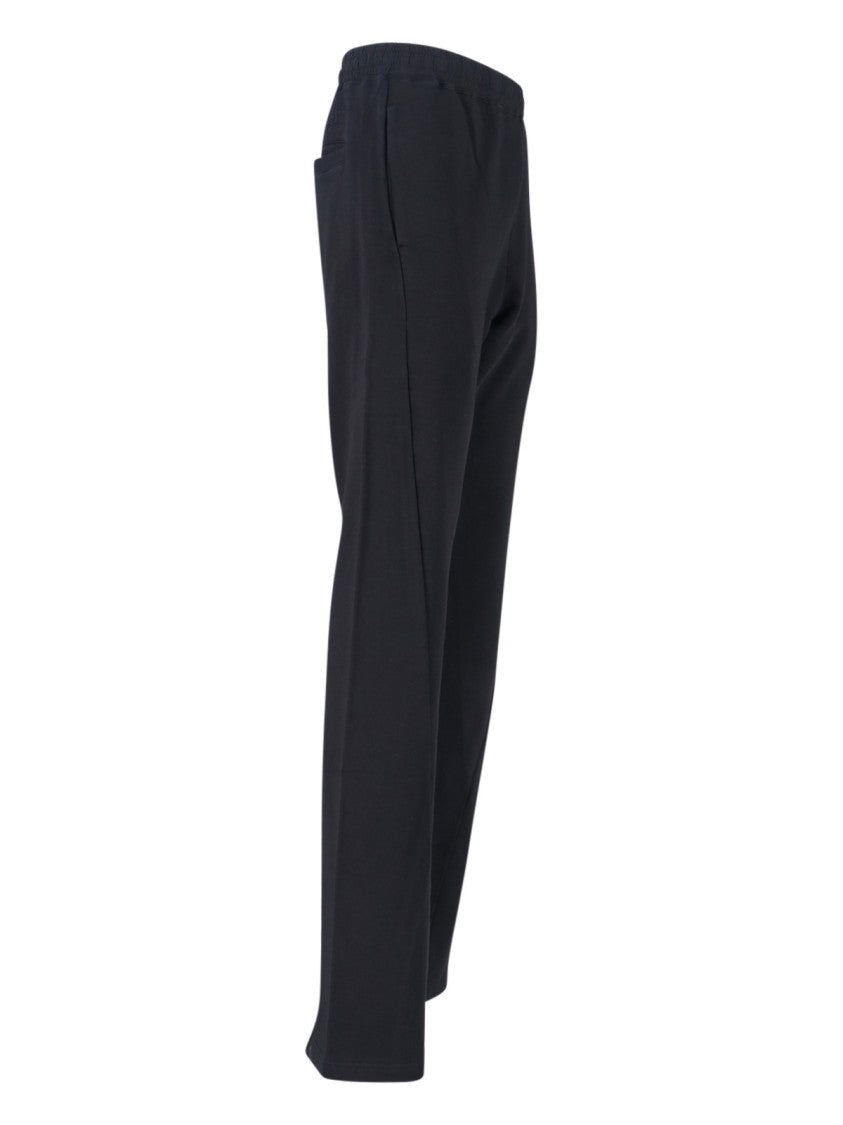Mm6 By Maison Margiela Medium-Waist Black Cotton Sport Pants With Contrasting Stitching
