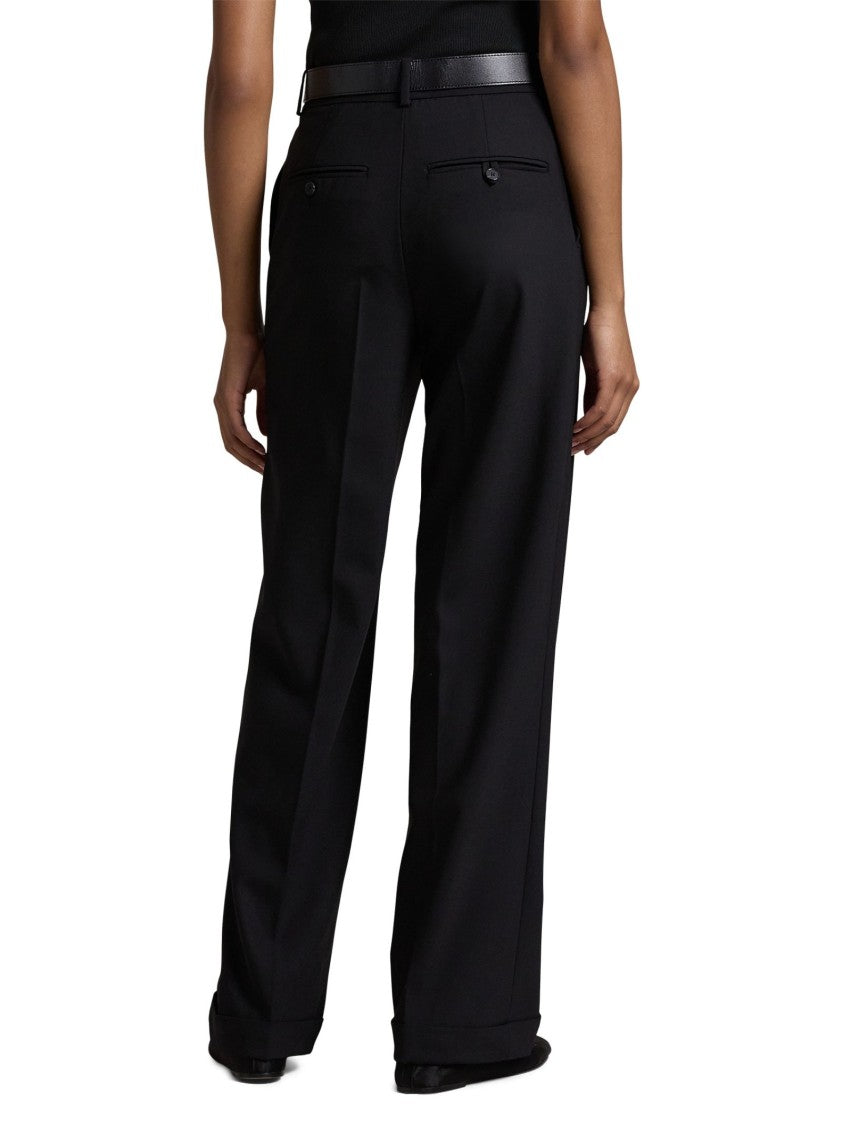 Polo Ralph Lauren Tailored Black Stretch Trousers With Turn-Up Hems