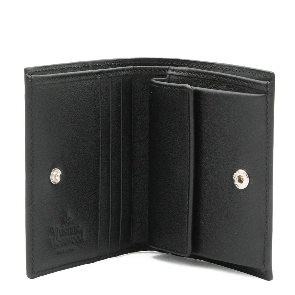 Vivienne Westwood Compact Textured Leather Wallet With Orb Logo Detail