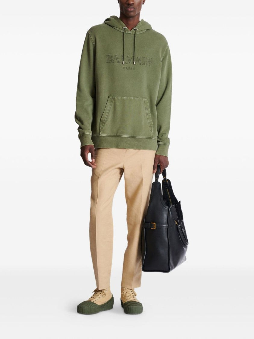Balmain Olive Green Pouch Pocket Sweatshirt
